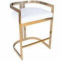 Gfancy Fixtures 28 x 19.75 x 19.5 in. Gold & White Faux Leather Counter Stool GF3099784